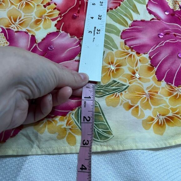 R&K Tropical Floral Sequin Detail Sleeveless Pullover Dress‎ 100% Rayon Sz 12 - Picture 4 of 6